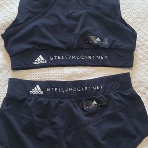 Two-Piece Adidas by Stella McCartney Triathlon Crop and Shorts Set (Black, US M)